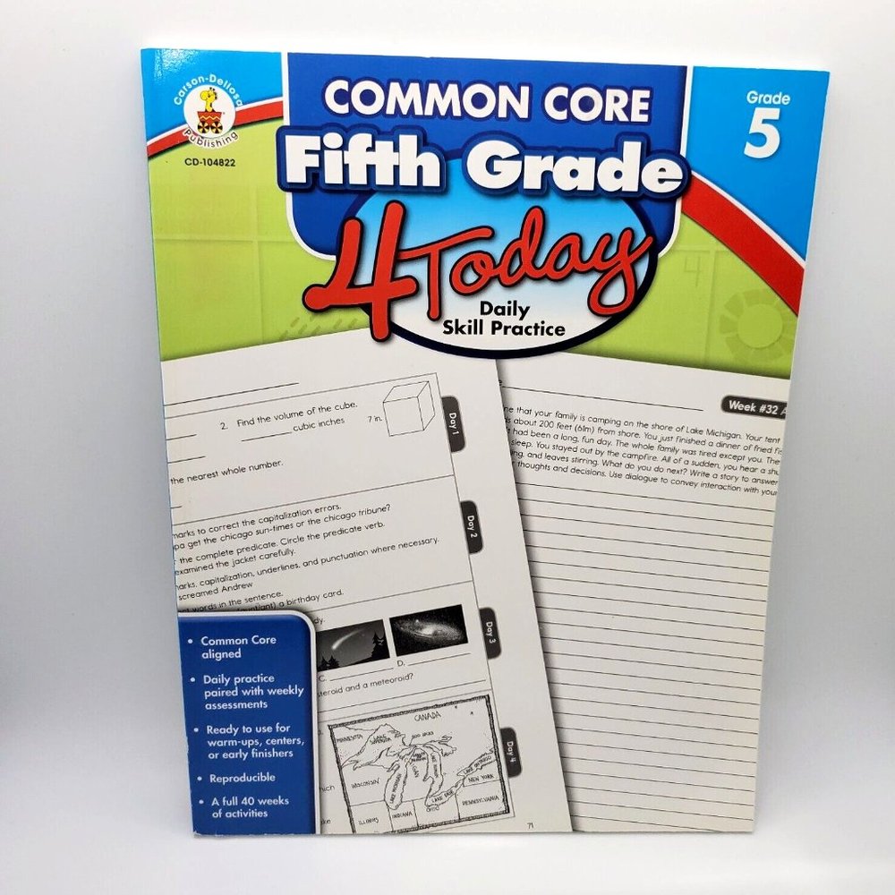 Common Core Fifth Grade 4 Today: Daily Skill Practice Carson Dellosa NEW